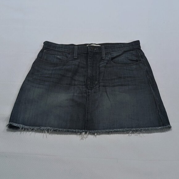 Madewell Women's Size 30 Denim A-Line Mini Skirt Leandra Wash Raw Fluffy Hem - Picture 3 of 3